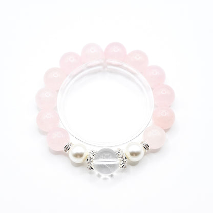 薄暮の海辺｜ローズクォーツ × 水晶ブレスレット