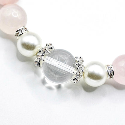 薄暮の海辺｜ローズクォーツ × 水晶ブレスレット
